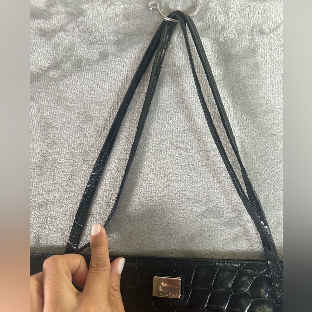 Furla crocodile embossed black leather tote bag - Picture 9 of 16